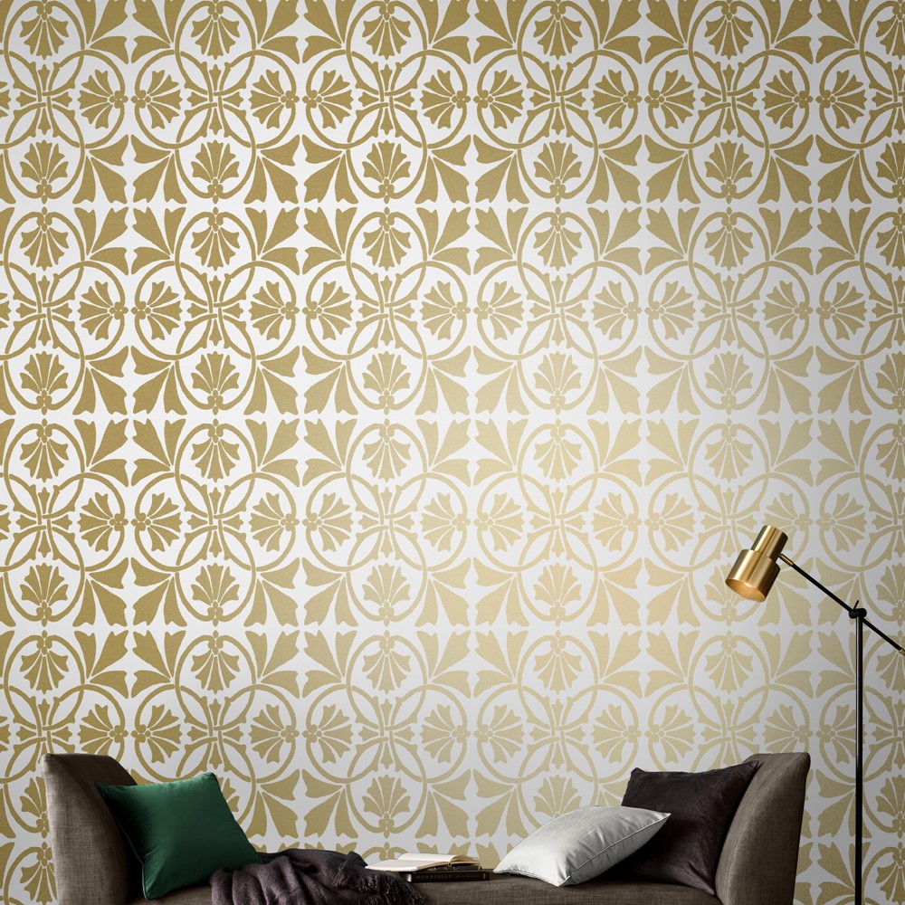 Thrones Golden Pearl Wallpaper 105276 by Graham & Brown in Gold White